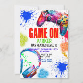 Game on, Video game party, Boy birthday, arcade Einladung (Vorderseite)