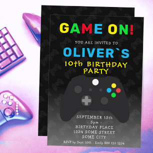 Game On Videospiel-Controller Gaming Geburtstag Einladung