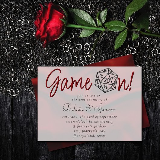 Game On Wird Red Retro Tabop Role Player Dice Einladung