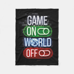 Game On World Off für Jungs und Männer Fleecedecke