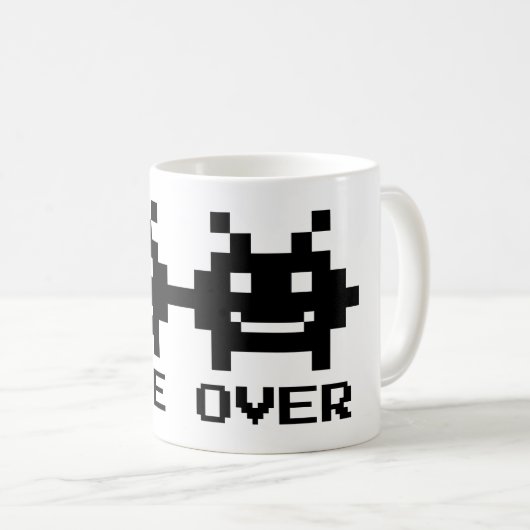 GAME OVER 8-Bit-Pixel-Kunst-Tasse für Hochzeitspaa Kaffeetasse (VorderseiteRechts)