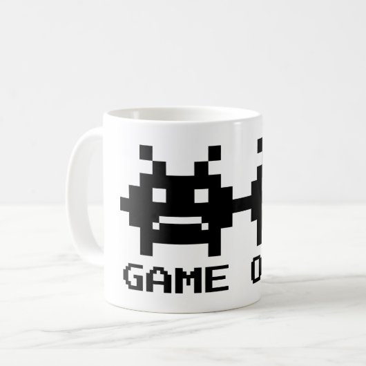 GAME OVER 8-Bit-Pixel-Kunst-Tasse für Hochzeitspaa Kaffeetasse (Vorderseite Links)