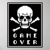 Game Over 8-Bit Skull Crossbones Pixel Art Poster (Vorne)
