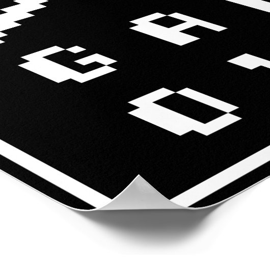 Game Over 8-Bit Skull Crossbones Pixel Art Poster (Ecke)