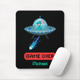 'Game Over' Alien Flying UFO-Raumschiff, Pixel Art Mousepad