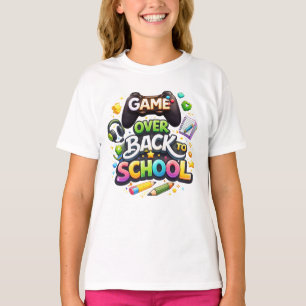„Game Over – Back to School“ Farbige Gaming-Themen T-Shirt