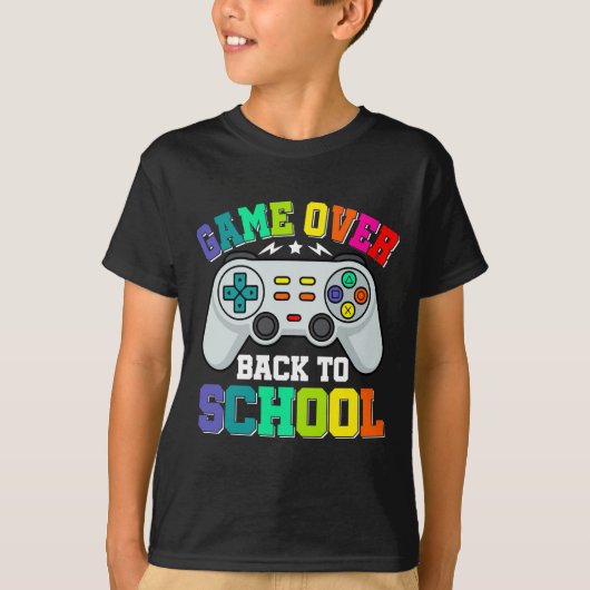Game Over Back to School – Funny Gamer  T-Shirt (Vorderseite)