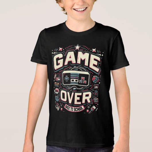 Game Over, Back to School: Retro Console Tri-Blend Shirt (Vorderseite)