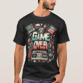 Game Over, Back to School: Retro Gaming & Academic T-Shirt (Vorderseite)