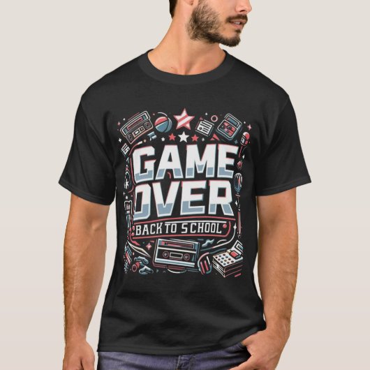 Game Over, Back to School: Retro Vibes T-Shirt (Vorderseite)