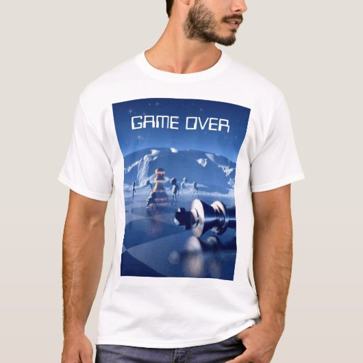 Game Over. Chess pieces on planetscape T-Shirt (Vorderseite)