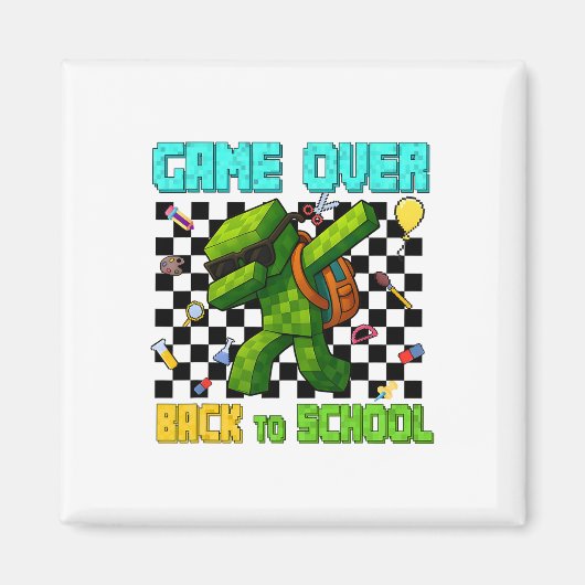 Game Over CK zu School Gamer Funny Kids First Day Magnet (Vorne)