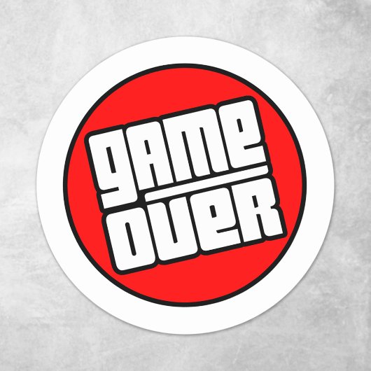 Game Over - Computer-Spieler Runder Aufkleber