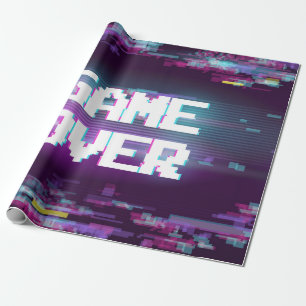 Game Over Concept Illustration mit Glitch Effekt. Geschenkpapier