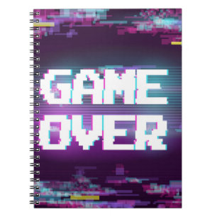 Game Over Concept Illustration mit Glitch Effekt. Notizblock