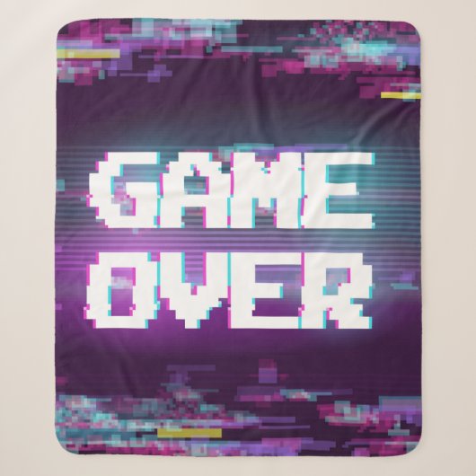 Game Over Concept Illustration mit Glitch Effekt. Sherpadecke (Vorderseite)