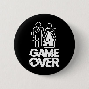 Game Over Glitch Bride Groom Funny Wedding Button