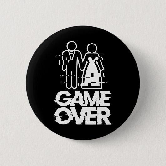 Game Over Glitch Bride Groom Funny Wedding Button (Vorderseite)