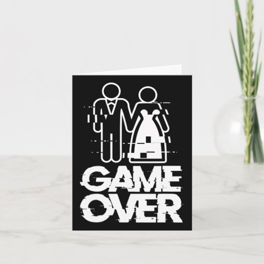 Game Over Glitch Bride Groom Funny Wedding Karte (Vorderseite)