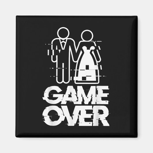 Game Over Glitch Bride Groom Funny Wedding Magnet (Vorne)