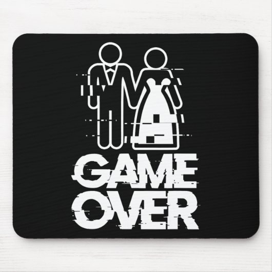 Game Over Glitch Bride Groom Funny Wedding Mousepad (Vorne)