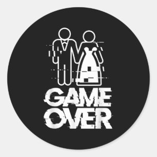 Game Over Glitch Bride Groom Funny Wedding Runder Aufkleber