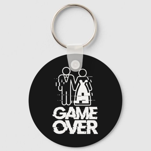 Game Over Glitch Bride Groom Funny Wedding Schlüsselanhänger (Vorderseite)