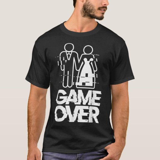 Game Over Glitch Bride Groom Funny Wedding T-Shirt (Vorderseite)
