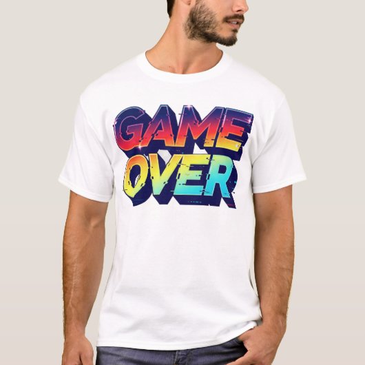 Game Over Glitch Neon T - Shirt Design (Vorderseite)