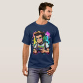 Game Over Glitchy Neon Gamer Retro Arcade-Stil T-Shirt (Vorne ganz)