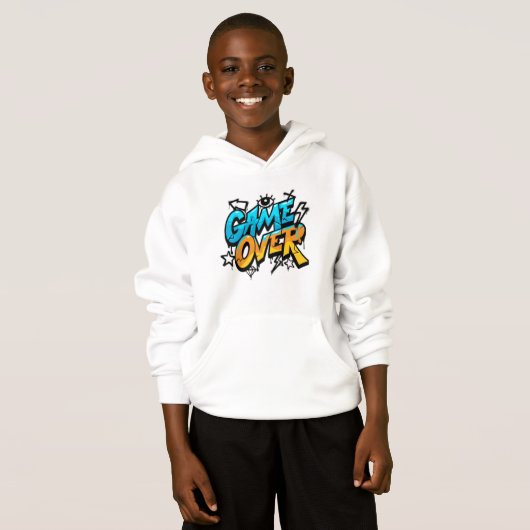 Game Over Graffiti Hoodie - Retro Gaming Style (Vorne ganz)