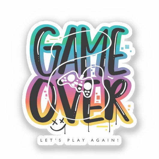 Game over graffiti joystick gamer aufkleber (Vorderseite)