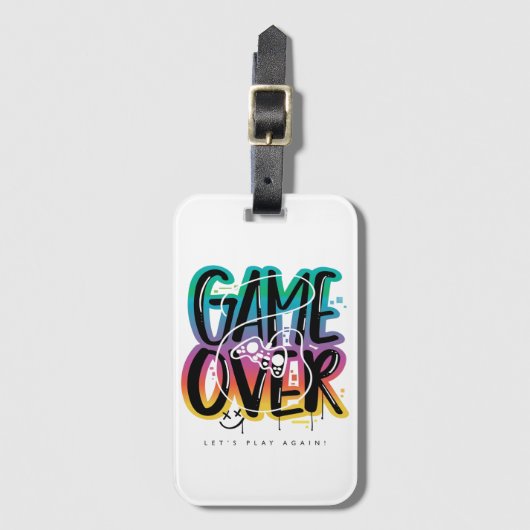 Game over graffiti joystick gamer gepäckanhänger (Vorderseite Vertikal)