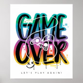 Game over graffiti joystick gamer poster (Vorne)