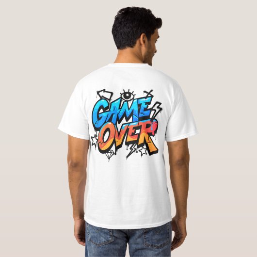 Game Over Graffiti Style Gamer T-Shirt – Kräftiges (Schwarz voll)