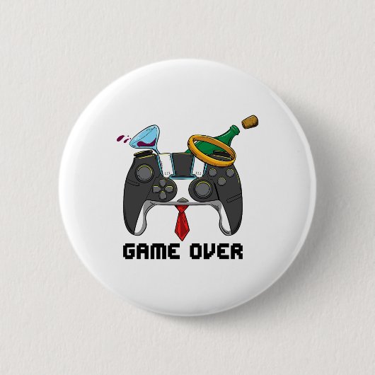 Game Over Hochzeit Junggesellenabschied Bräutigam Button (Vorderseite)