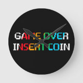 Game Over Insert Coin Runde Wanduhr (Vorderseite)