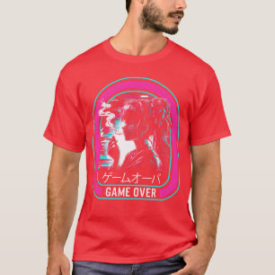 Game Over japanischer Anime Vaporwave trauriges Mä T-Shirt