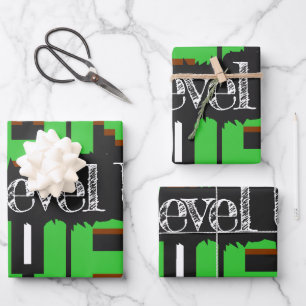 Game Over, Level Up: Pixelated Retro Game Welt Geschenkpapier Set