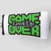 Game Over, Level Up: Pixelated Retro Game Welt Golf Headcover (Vorderseite)