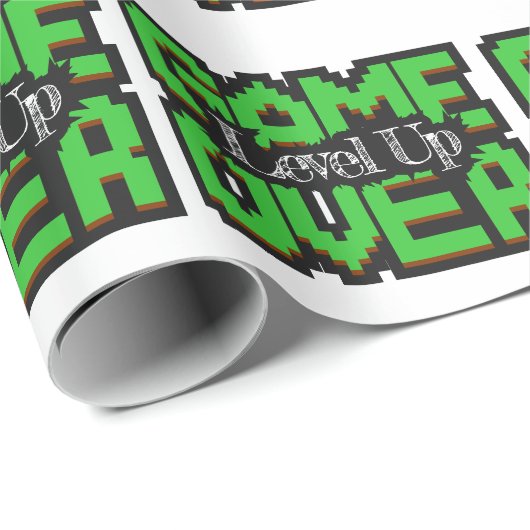 Game Over, Level Up: Pixelated Retro Game World Geschenkpapier (Rolleneckpunkt)