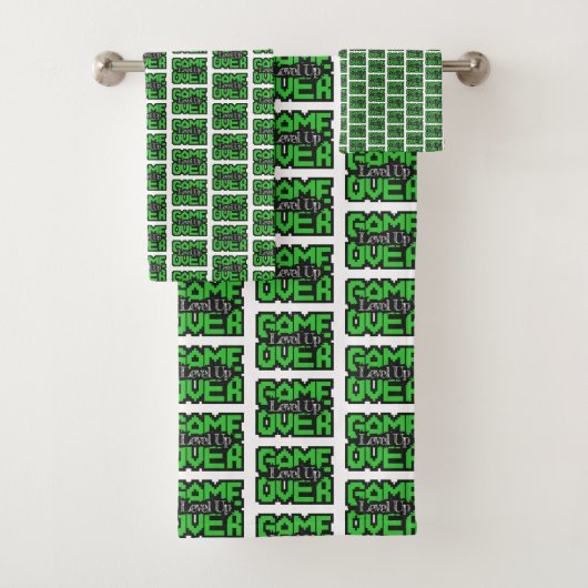 Game Over, Level Up: Retro-Pixel-Sandbox-Abenteuer Badhandtuch Set (Insitu)