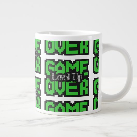 Game Over, Level Up: Retro-Pixel-Sandbox-Abenteuer Jumbo-Tasse (Rechts)