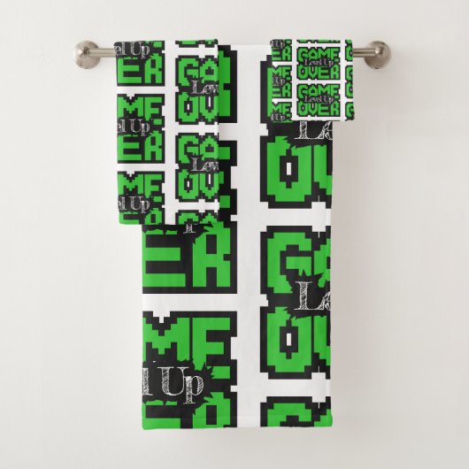 Game Over, Level Up: Retro Pixel Sandbox Adventure Badhandtuch Set (Insitu)