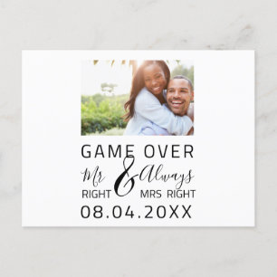 Game Over Lustige Hochzeitspostkarte zum Speichern Postkarte