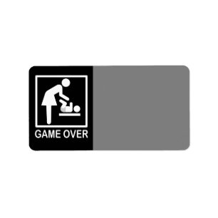 Game Over Mama Humorvolles Schild Adressaufkleber
