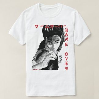 Game Over Manga-Stil Gamer-Skizze Grafik-T-Shirt T-Shirt