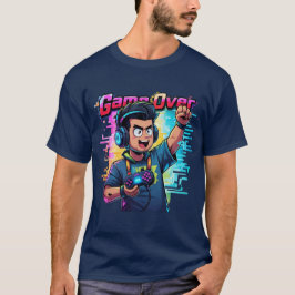 Game Over Neon Glitch T - Shirt Retro Gamer Tshirt