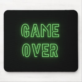 Game Over Neon Light Design Green Video Gamer Mousepad
