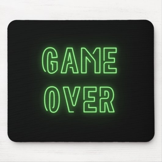 Game Over Neon Light Design Green Video Gamer Mousepad (Vorne)
